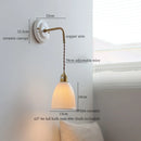 GobekUsa Copper Ceramic LED Wall Light with Pull Chain Switch for Living Room Decor.