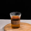 GobekUsa Japanese Glass Tea Cup Set with Walnut Sleeve - High Quality Transparent Drinkware