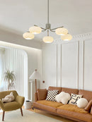 GobekUsa Glass Persimmon Chandelier: Bauhaus Medieval Inspired Milk White Lamp