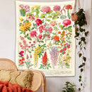 GobekUsa Botanical Floral Tapestry Wall Hanging Garden Flower Illustration Cactus Boho Hippie Dorm Decor