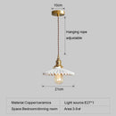 GobekUsa Japanese Ceramic Brass Bedside Chandelier for Bedroom Bay Window Bar Lighting