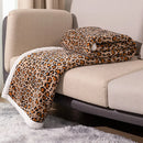 GobekUsa Double Layer Leopard Print Coral Fleece Blanket - 150X200Cm Office Bedspread