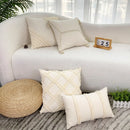 GobekUsa Fringed Geometry Embroidered Cushion Cover Patchwork Pillowcase for Living Room