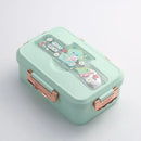 GobekUsa Kids Cartoon Bento Lunch Box with Fork Spoon, Heated 3 Grid Sandwich Snack Box