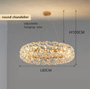 GobekUsa Gold Crystal Chandelier: Luxury LED Hanging Lamp for Living and Dining Room