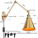 GobekUsa LED Long Arm Wall Lamp with Pull Chain Switch for Home Hotel Bathroom