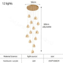 GobekUsa Golden Acrylic LED Chandeliers for Living Room, Large & Creative Design Villa Lighting