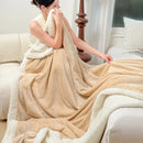 GobekUsa Double-Layer Coral Fleece Jacquard Blanket: Warm & Multi-Functional for Home & Travel