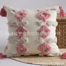 GobekUsa Geometric Tufted Tassel Cushion Cover Cotton Canvas Fall Pillow Cover