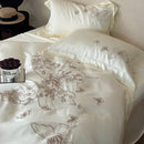GobekUsa Butterfly Flowers Embroidery 800TC Eucalyptus Fiber Bedding Set