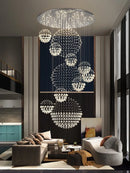 GobekUsa Crystal Ball Chandelier: Modern LED Spiral Pendant Light for Staircase, Living Room, Lobby