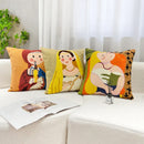 GobekUsa Cartoon Oil Painting Embroidery Throw Pillow for Office Chair and Living Room