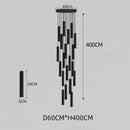 GobekUsa Black LED Crystal Staircase Chandelier: Modern Nordic Design, Creative Island Hanging Lamp