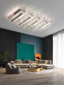 GobekUsa Crystal Liner Ceiling Chandelier: Modern Luxury Dimmable LED Lighting Fixture