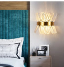 GobekUsa Gold Crystal Glass Wall Sconce Light Fixture for Luxury Bedroom Decor