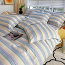 GobekUsa Cotton Stripe Comforter Cover Set for Single Double Bed - Autumn Winter