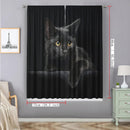 GobekUsa Black Cat Color Owl Modern Printed Curtain Set