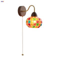 GobekUsa LED Tiffany Style Wall Lights Pull Chain Sconce Colorful Glass Stair Fixture