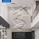 Modern Black Gold Aluminum Staircase Pendant Light