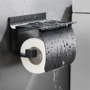 GobekUsa Black Toilet Paper Holder with Silver Phone Storage Shelf