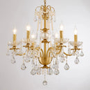 GobekUsa Gold Brass Crystal Chandelier - Luxurious Candle Lights for Villa Living Room