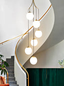 GobekUsa Glass Ball LED Chandelier, Modern Minimalist Loft Villa Staircase Decor
