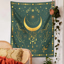 GobekUsa Celestial Moon Phase Tapestry with Floral Accents