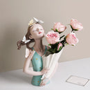 GobekUsa Butterfly Girl Sculpture Vase Set - Modern Decorative Resin Flower Ornaments