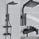 GobekUsa Black Rainfall Shower Faucet Set with Bathtub Tap and Height Adjust Shower Mixer