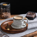 GobekUsa Coarse Pottery Cup & Saucer Set - Classical Mugs for Dining Table or Coffee