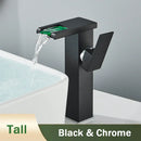 GobekUsa LED Black Waterfall Basin Faucet: Deck Mounted Hydroelectric Mixer Tap