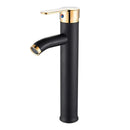 GobekUsa Black Golden Single Handle Bathroom Basin Faucet for Deck Mount Vessel Sink