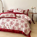 GobekUsa Cotton Wide Edge Bedding Sets with Embroidered Comforter Kit for Four Seasons