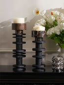 GobekUsa Black Marble Pillar Candlestick for Elegant Table Centerpieces