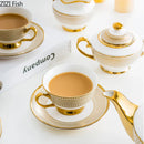 GobekUsa Gold Ceramic Tea Set for Dining Table, Coffee Mug, Teapot, Afternoon Tea & Beverage Container