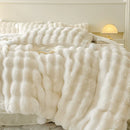 GobekUsa Double-Sided Rabbit Fur Bedding Set, Plush Velvet Fleece, Monochromatic Luxury Duvet Set