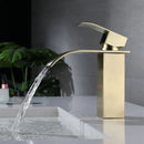 GobekUsa Brushed Gold Stainless Steel Basin Faucet Deck Mounted Hot Cold Mixer Tap