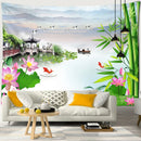 GobekUsa Ink Lotus Koi Tapestry: Boho Aesthetic Psychedelic Room Art Hippie Decor
