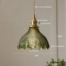 GobekUsa Green Glass LED Pendant Lamp with Copper Wood Handle for Modern Nordic Home Decor