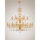 GobekUsa Gold Brass Crystal Chandelier for Living Dining Bedroom, Retro Candle Lights Pendant Lamps