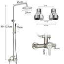 GobekUsa Brushed Nickel Rainfall Shower System with Hot Cold Mixer for Wall Mount