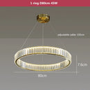 GobekUsa Crystal LED Chandelier Rings Pendant Lamp Luxury Villa Stair Decoration
