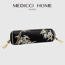 GobekUsa Bamboo Leaves Embroidery Bolster Pillow Covers - 18x55cm