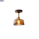 GobekUsa Amber Glass Copper LED Ceiling Light Fixture for Modern Home Decor