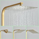 GobekUsa Golden Thermostatic Shower Faucet Set with Rainfall Shower Column and 3-Way Mixer