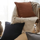 GobekUsa Linen Pillow Cover 45x45cm with Fringe in Ivory/Dark Grey/Coffee for Home Decor