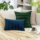 GobekUsa Blue Velvet Stripe Pillow Covers - 2Pcs Luxury Soft Cushion Cases for Couch