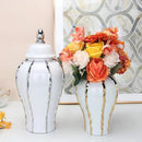 GobekUsa Silver Striped Porcelain Ginger Pot Vase.