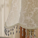GobekUsa Crystal Table Lamp with Fabric Lampshade - Luxury Bedroom Lighting