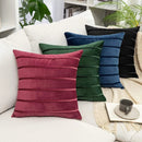 GobekUsa Blue Velvet Stripe Pillow Covers - 2Pcs Luxury Soft Cushion Cases for Couch